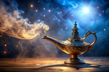 Mystical genie lamp photos capture Arabian Nights magic, spiritual power, and ancient artifact illumination