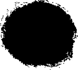 Scribble textured brush stroke ink or paint round splatter. Abstract grunge stain enso border, frame, hand drawn textured punk style asian design element. Vector illustration
