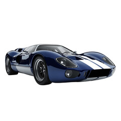 Blue sports car. Fast car. Luxury car. Vintage car. Photo asset with background removed, PNG icon available.