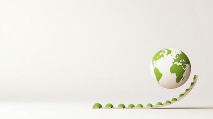 Strategic planning resources sustainability concept. Globe rolling on a green path illustrating sustainability concept.