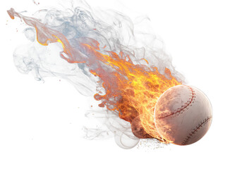 baseball with fire isolated on white background PNG. GENERATIVE AI