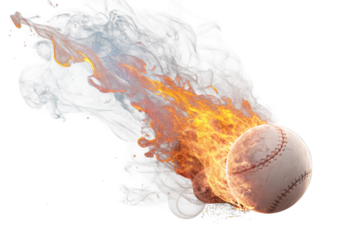 baseball with fire isolated on white background PNG. GENERATIVE AI