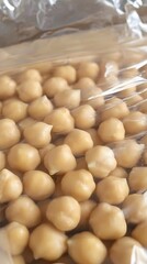 Closeup of Chickpeas in Plastic Bag, Vegan Food, Healthy Eating, Nutritious Legumes