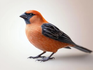 Fototapeta premium Red Bird Portrait, Soft Light Background