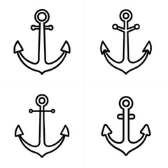 Anchor vector icon set