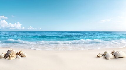 Serene beach photography calm waves and shells in a tranquil coastal setting
