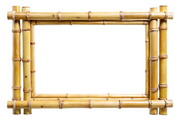 empty horizontal bamboo frame isolated on white background PNG. GENERATIVE AI