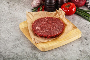 Raw beef burger cutlet minced meat