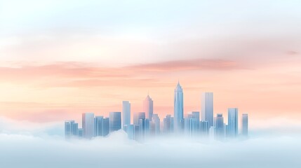 Fototapeta premium Foggy sunrise over atlanta skyline urban landscape cityscape morning serenity