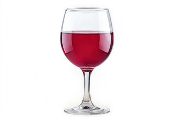 A single wine glass filled with red liquid beverage