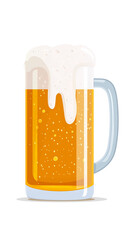 A vibrant illustration of a frothy beer mug filled with golden lager. Perfect for beverage promotions, bar menus, or social gatherings celebrating craft beer culture.