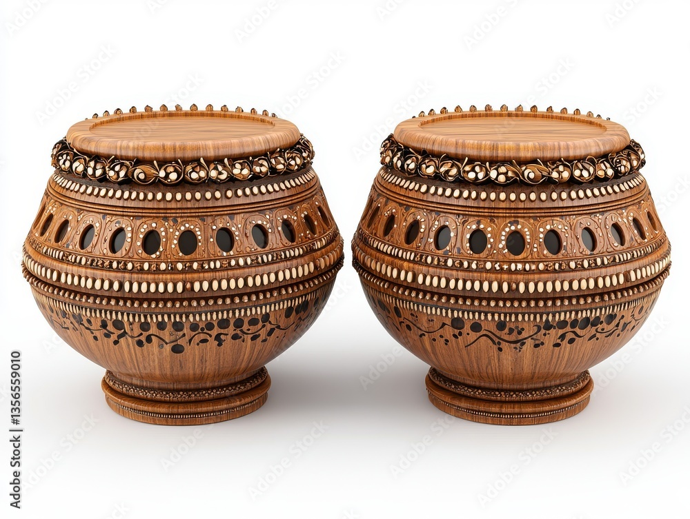 Poster elegant handcrafted decorative bowls with intricate patterns and craftsmanship on display
