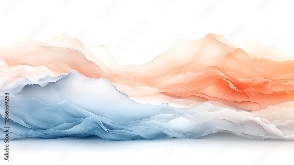 Poster minimalist dynamic waves colorful abstract art on a flowing digital canvas