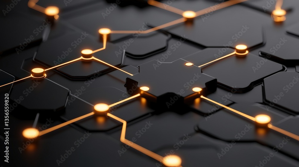 Poster strategic planning vision evaluation concept. abstract circuit pattern with glowing connections on a