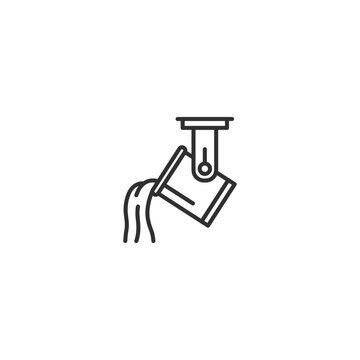 Linear factory smelting icon with pouring metal and industrial machinery.