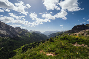 Naklejka premium mountain landscape along the trail from Val San Nicolò to Val Contrin, Val di Fassa Dolomites