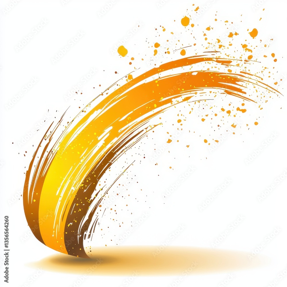 Poster dynamic splash of golden color with artistic brush strokes and texture for creative background desig
