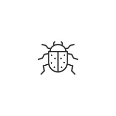 Minimalist linear bug icon for digital applications and design projects.