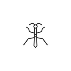 Simple line art icon of mosquito in minimalist style.