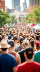 vibrant crowd gathers at lively outdoor event, showcasing diverse mix of people enjoying atmosphere under sun
