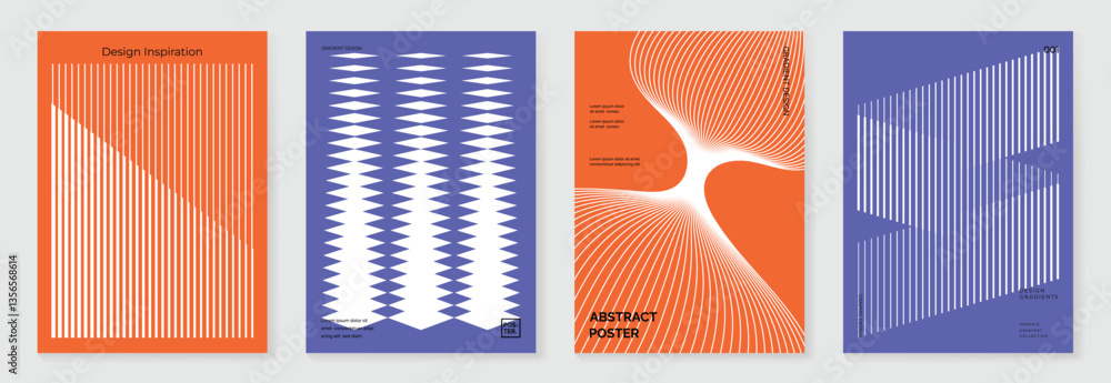 Aufkleber abstract line wave poster background vector set. minimalist cover template with vibrant perspective 