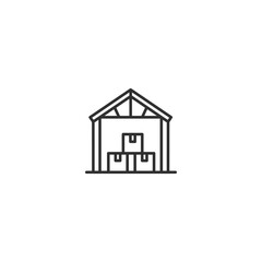 Linear barn icon with hay storage symbol.