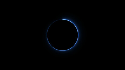 abstract neon blue circle icon illustration, on a black background, and 4k illustration.