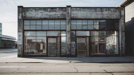 Abandoned Storefront with Graffiti - Urban Decay and Dereliction