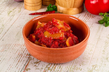 Hungarian Lecho with bell pepper and tomato