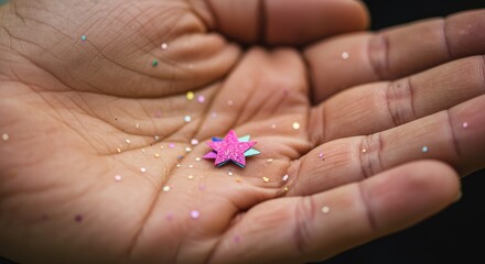 A Pink Star in a Handful of Glitter