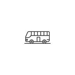 Minimalist linear icon of a double-decker bus.