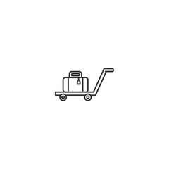 Luggage trolley icon with suitcase and lock for travel and transportation.