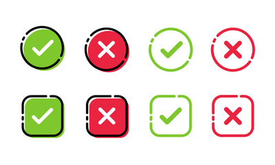 緑のチェックマークと赤いクロスマークのセット_greencheckmark, redcrossmark
