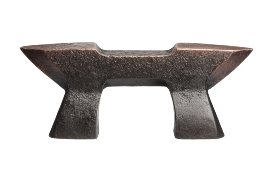 Rustic metal anvil with textured surface for blacksmithing and crafting, cut out