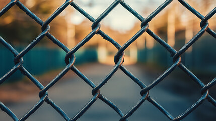 A broken chain link in a fence, Symbolizing the struggle for freedom and breaking barriers, minimalistic composition