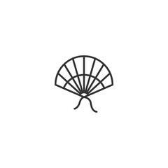 Elegant chinese folding fan icon in minimalist linear design.