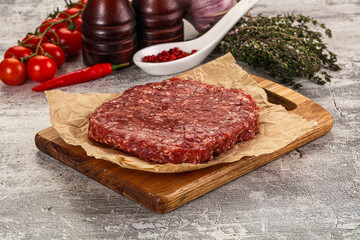 Raw beef burger cutlet for grill
