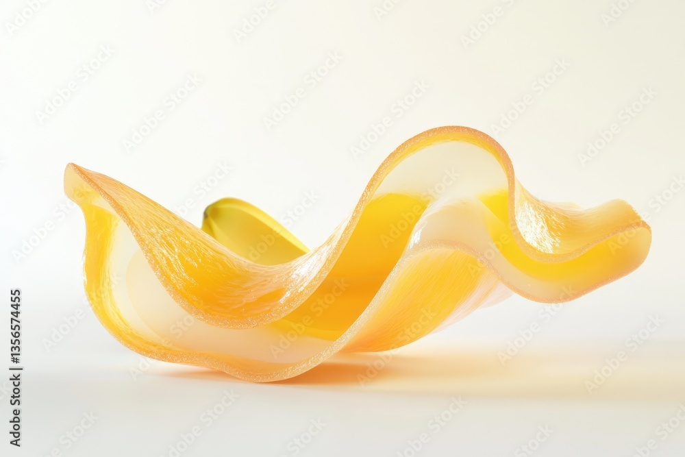 Poster abstract art of flowing yellow translucent layers resembling a wave or a petal.