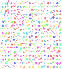 Confetti Fill, Colorful confetti border frame. Great for a birthday party or an event celebration invitation or decor. Surface pattern design.