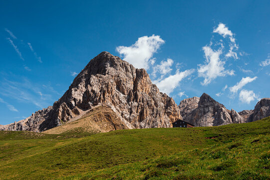 mountain landscape along the trail from Val San Nicol&ograve; to Val Contrin, Val di Fassa Dolomites