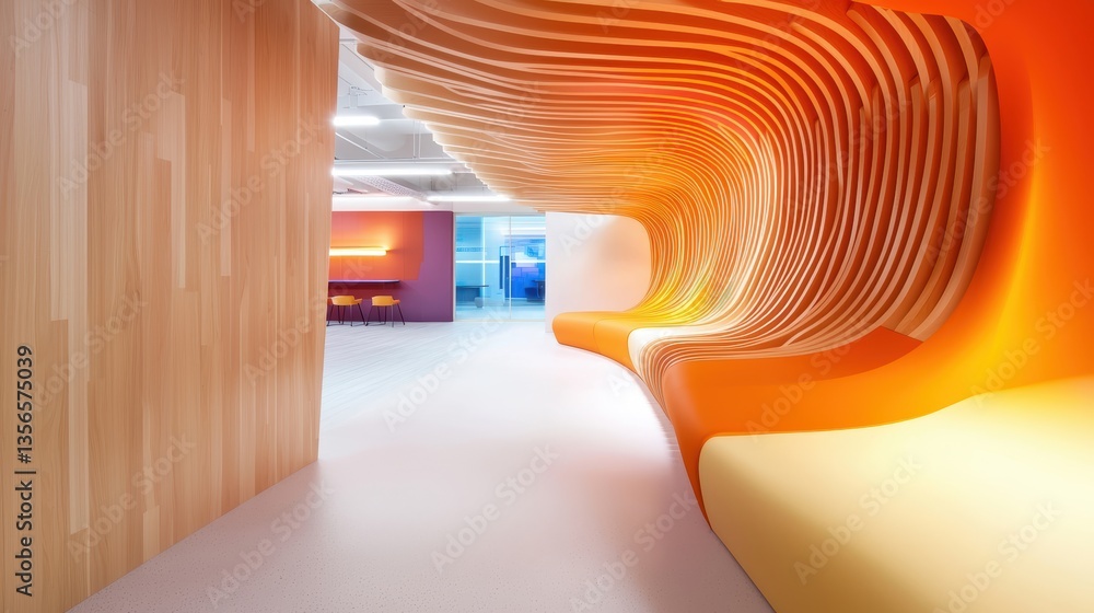 Poster office intelligent workspace innovation modern office with flexible workstations and collaborative s