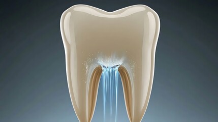 Tooth with liquid flowing from root.