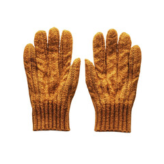 Warm knitted gloves displayed together on a neutral background perfect for winter and outdoor activities on transparent background