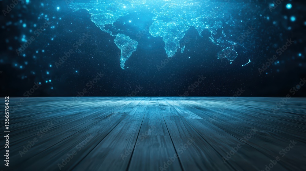 Poster world map futuristic 3d interface futuristic control room with a large 3d world map display, visuali