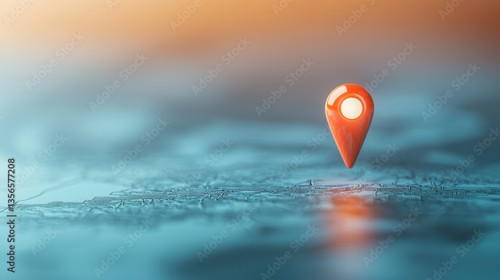 Poster world map pin location 3d world map with a pulsating pin highlighting a specific location, drawing a