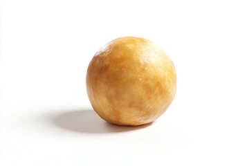Fototapeta premium A single, round, golden-brown dough ball, ready for baking or other culinary uses.