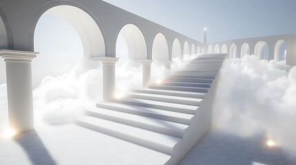 Obraz premium White stairway to heaven in clouds.