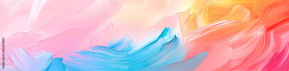Poster abstract watercolor: captivating and fluid interplay of colors with a palette of pinks, blues, and o
