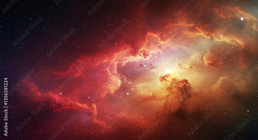 Poster a colorful nebula with stars in the distant background