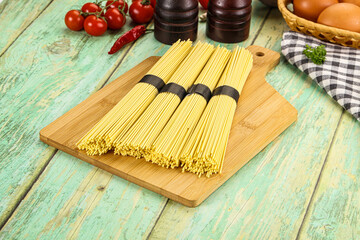 Raw dry uncooked egg noodles